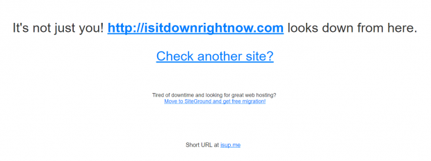 Isitdownrightnow.com funktioniert nicht, die Konkurrenz schon. (Screenshot: Golem.de)